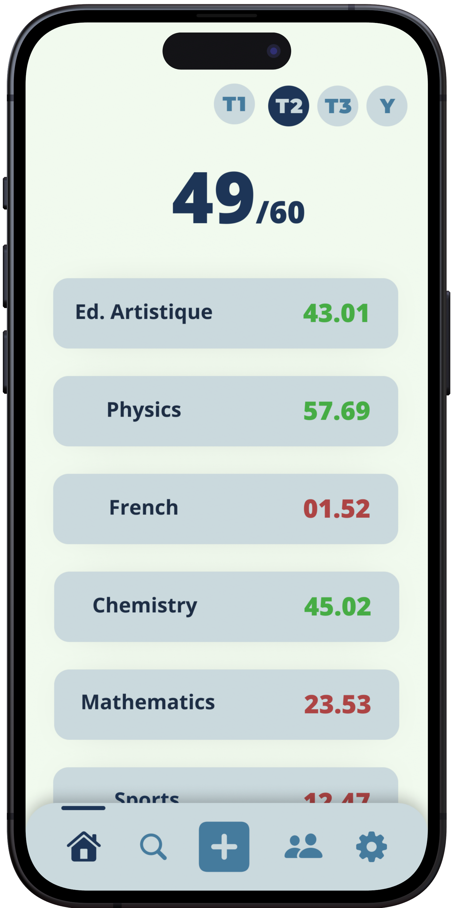 An image of a mockup of the app in the home menu.