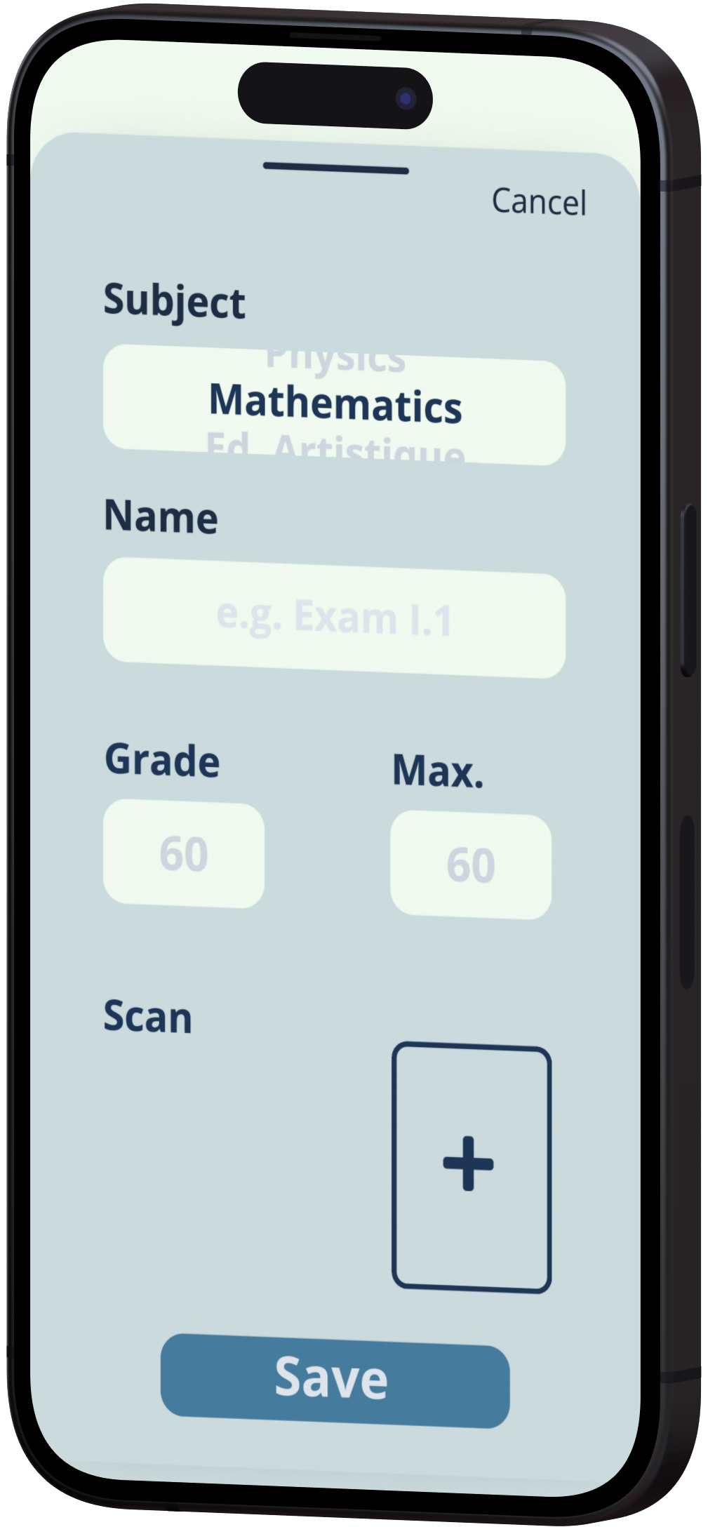 An image of a mockup of the app in the home menu.